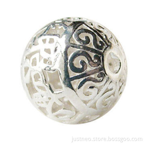 Sterling Silver Beads, Solid 925 Sterling Silver Buddha Round Beads, 12mm